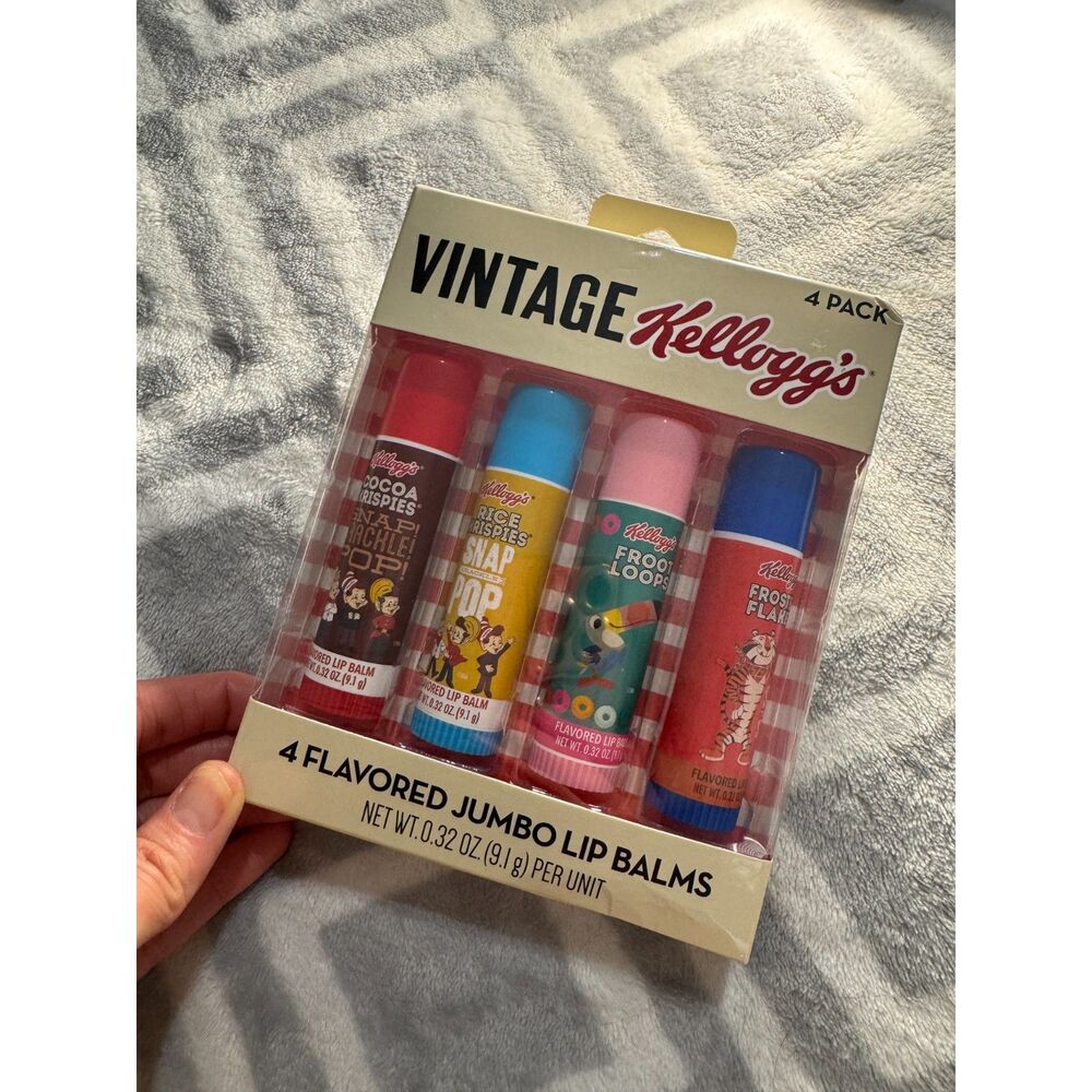 Kellogg’s Vintage Cereal‑Flavored Jumbo Lip Balm Set 4 Pack NIB Urban Outfitters